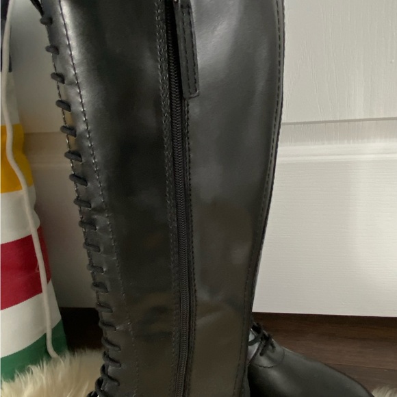 Zara Black Leather Knee High Boots NEW Sz 8 - Picture 6 of 8